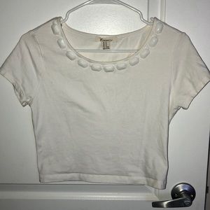 Forever 21 White Crop Top Sz- M